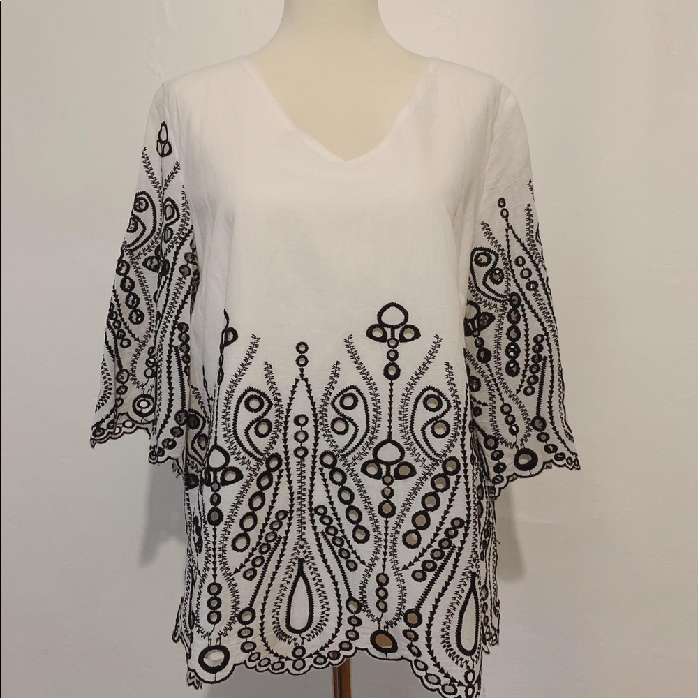 Black & White Eyelet Top